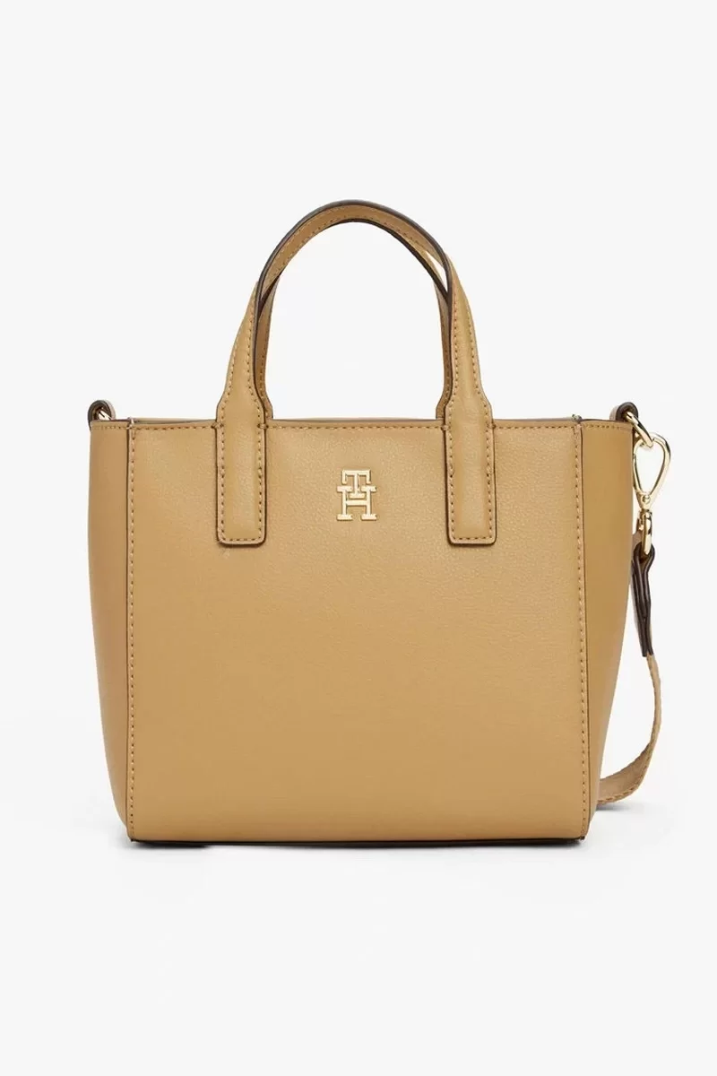 Tommy Hilfiger TH SOFT LOGO MINI TOTE Kadın kahverengi El Çantası AW0AW16907RBC