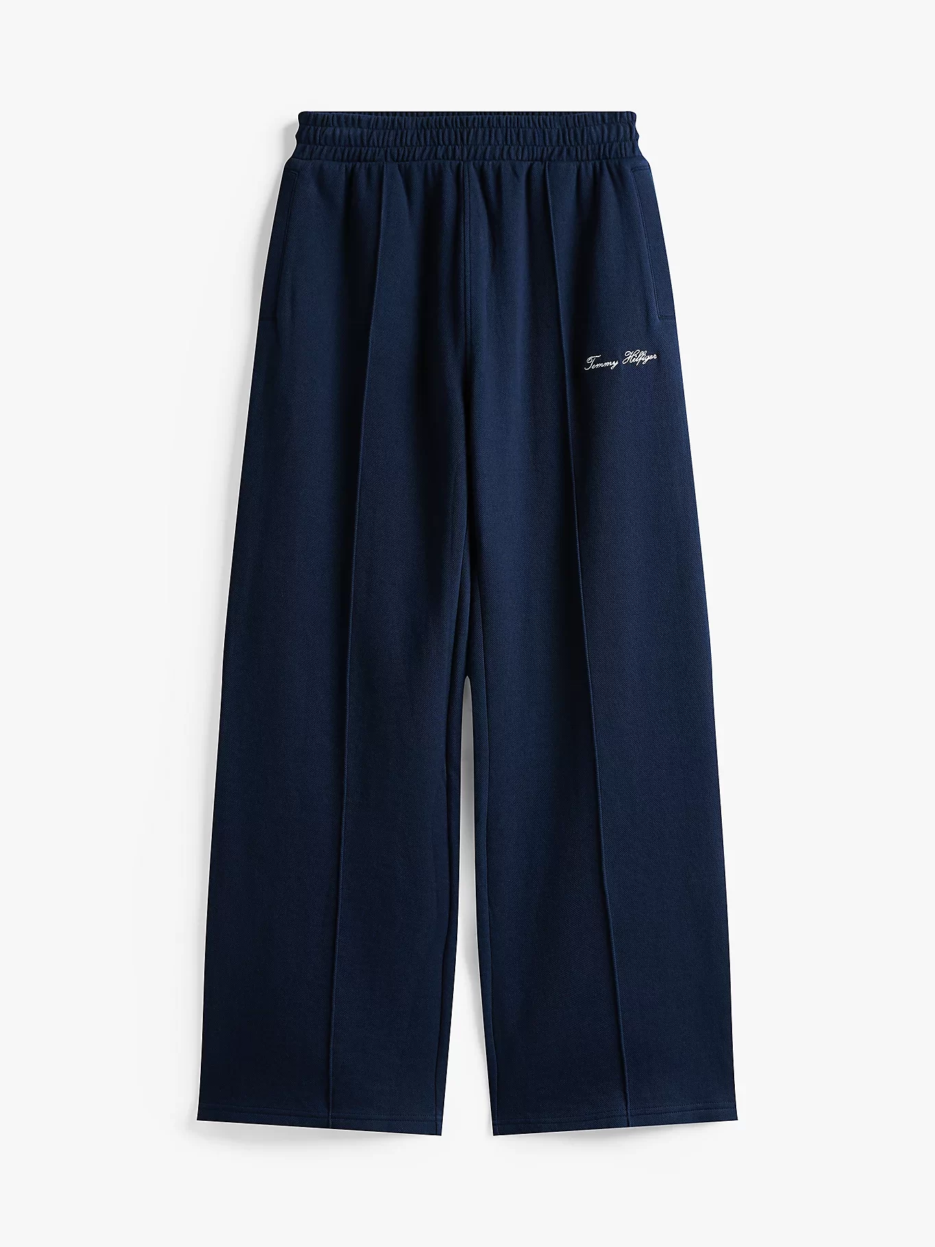 Tommy Hilfiger Kadın Yazı Baskılı Düz Paça Pike Mavi Eşofman Altı WW0WW45744C1G