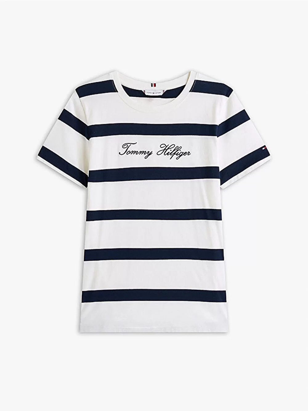 Tommy Hilfiger Kadın Yazı Baskılı Normal Kesim Bisiklet Yaka Mavi T-shirt WW0WW457460Y5