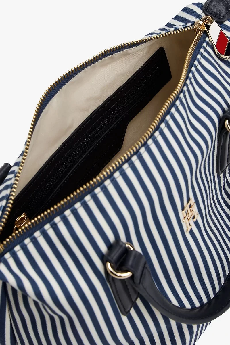 Tommy Hilfiger Kadın Kanvas Tote Mavi Çizgili Çanta