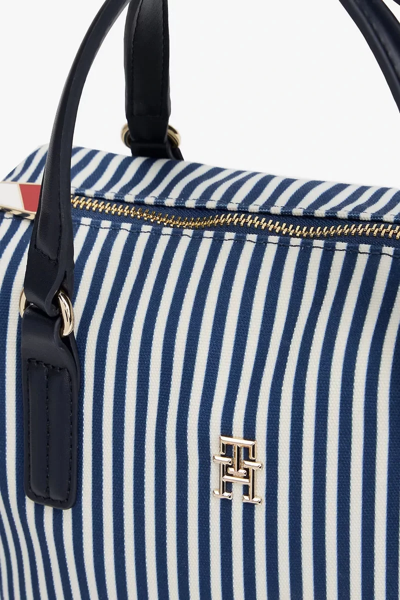 Tommy Hilfiger Kadın Kanvas Tote Mavi Çizgili Çanta