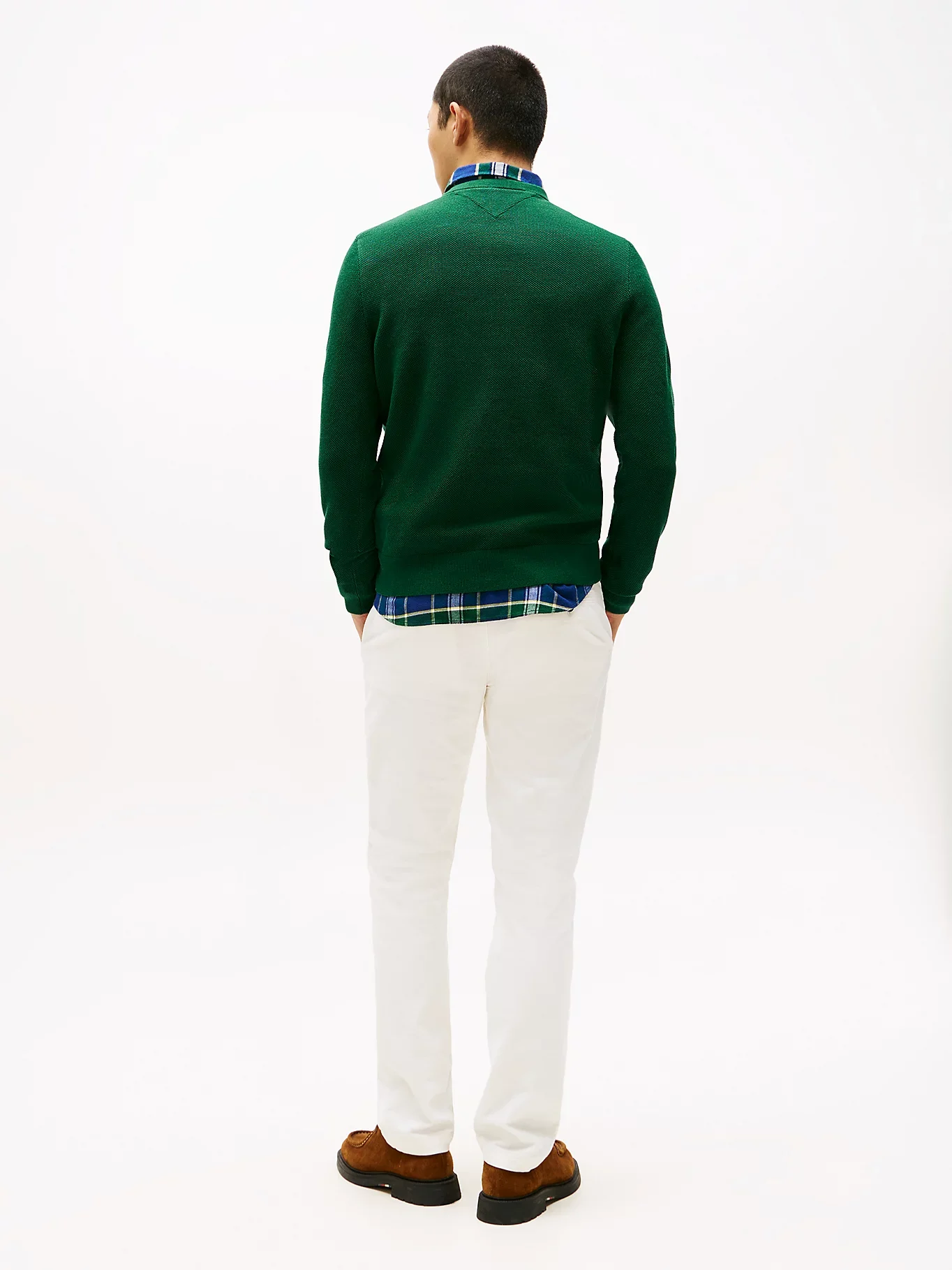 Tommy Hilfiger Klasik Dokulu Bisiklet Yaka Erkek Yeşil Kazak MW0MW36347MQ8