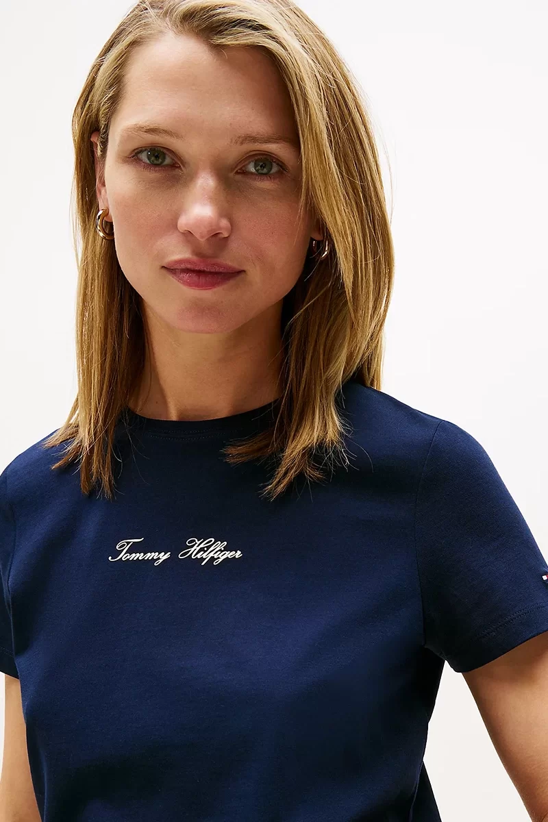 Tommy Hilfiger Klasik Yazı Baskılı Normal Kesim Kısa Kollu Kadın T-shirt WW0WW47460C1G