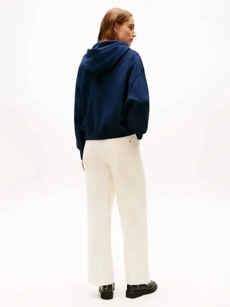 Tommy Hilfiger Klasik Yazı Baskılı Penye Kapüşonlu Kadın Kazak WW0WW48270C1G