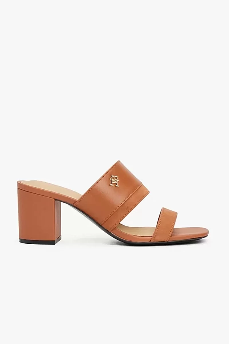 Tommy Hilfiger LEATHER & SUEDE BLOCK HEEL MULE Kadın Terlik FW0FW08530GPA
