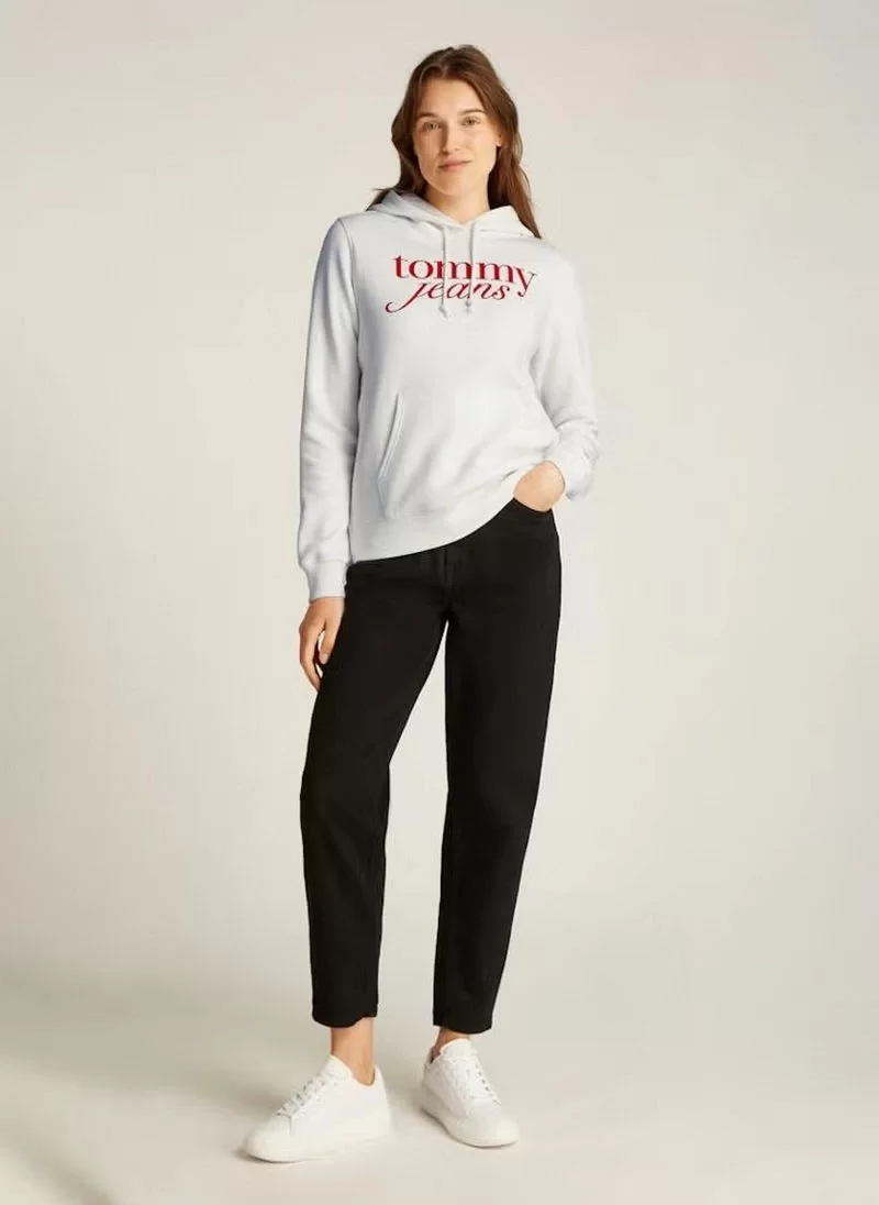 Tommy Hilfiger Kadın Logolu Örme Kapüşonlu Sweatshirt