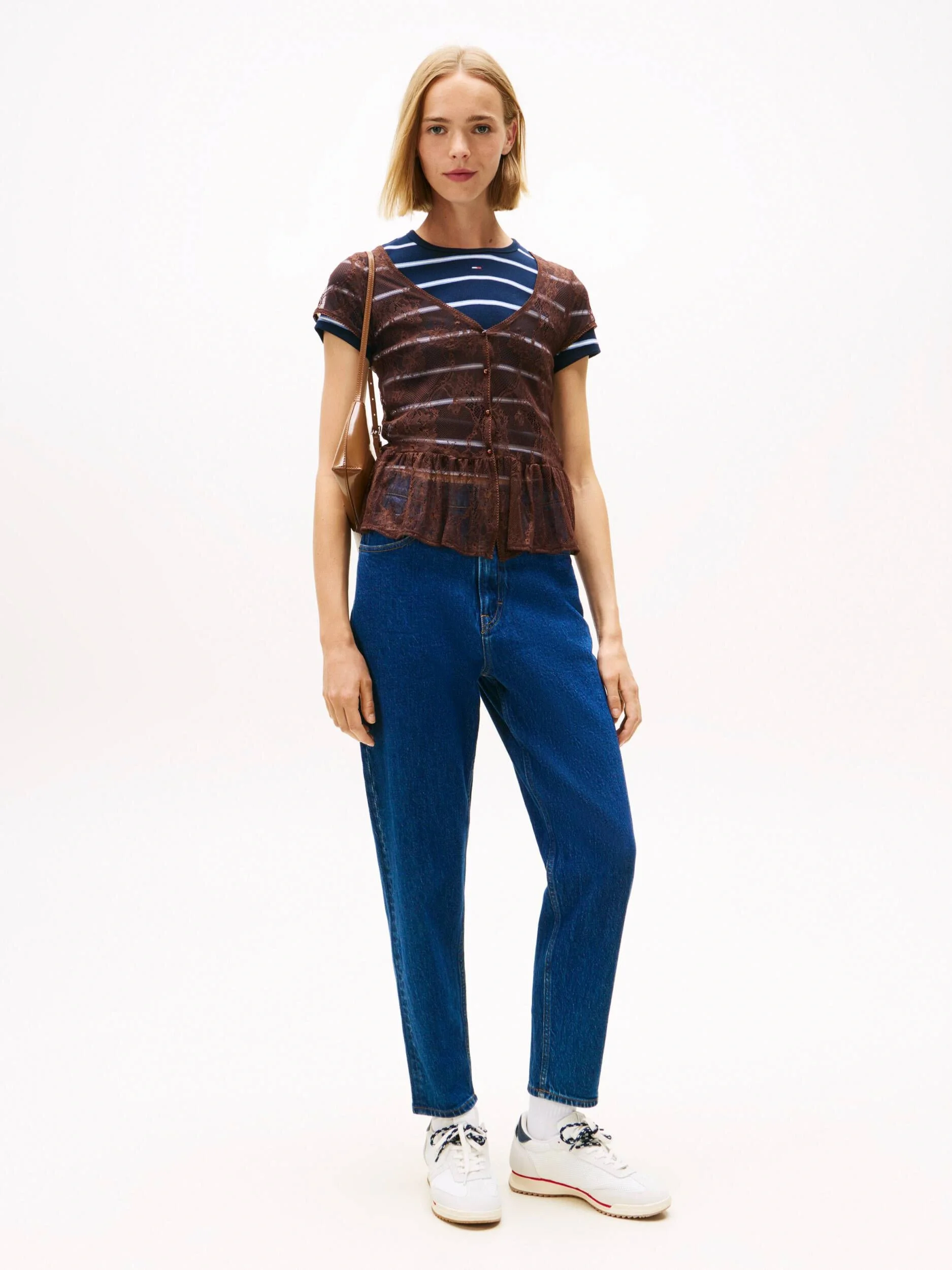 Tommy Hilfiger Mom Ultra Yüksek Bel Bileğe Doğru Daralan Kadın Mavi Jeans DW0DW219541BK