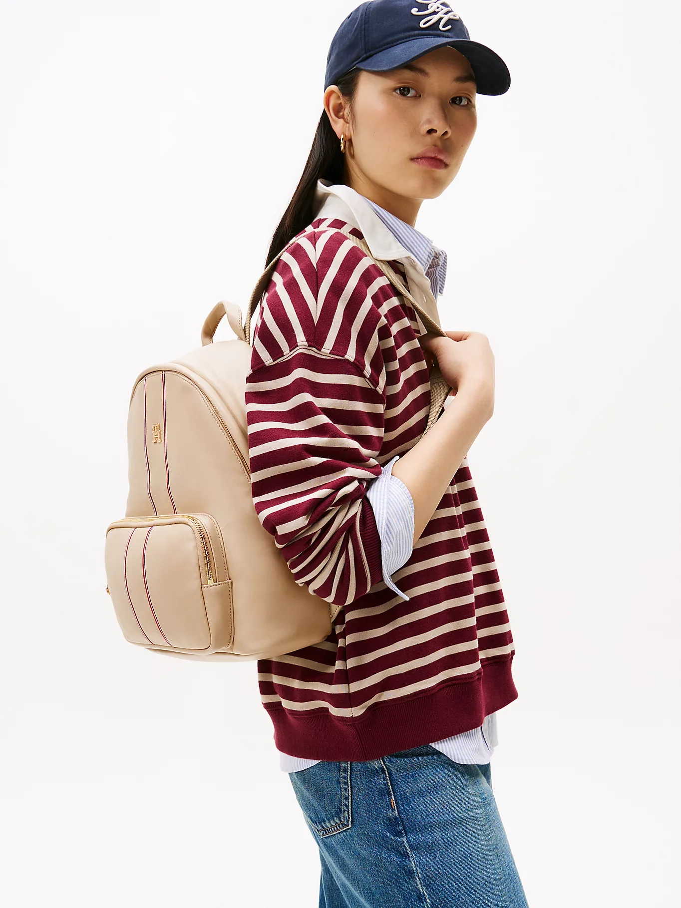 Tommy Hilfiger Popette Soft Kurumsal Kubbe Kadın Bej Sırt Çantası AW0AW180010F4