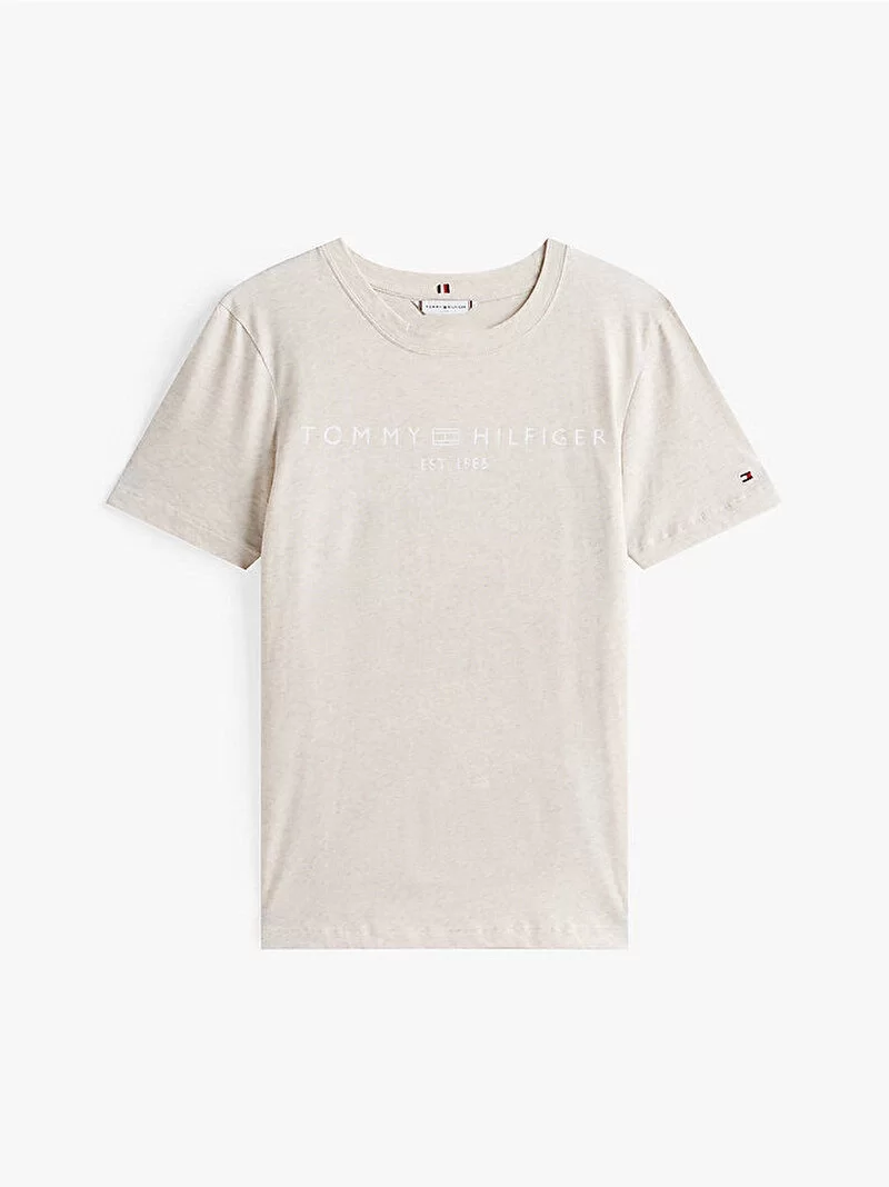 Tommy Hilfiger REG CORP LOGO C-NK SS Kadın Bej Badi WW0WW40276ADK