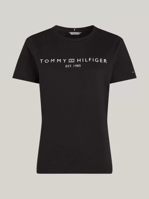Tommy Hilfiger REG CORP LOGO C-NK SS Kadın Siyah Badi WW0WW40276BDS