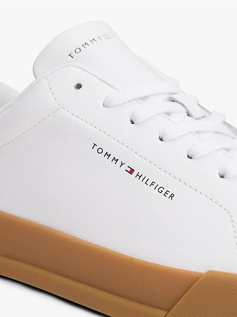 Tommy Hilfiger TH COURT LTH DETAIL ESS Erkek Beyaz Sneaker FM0FM0536705O