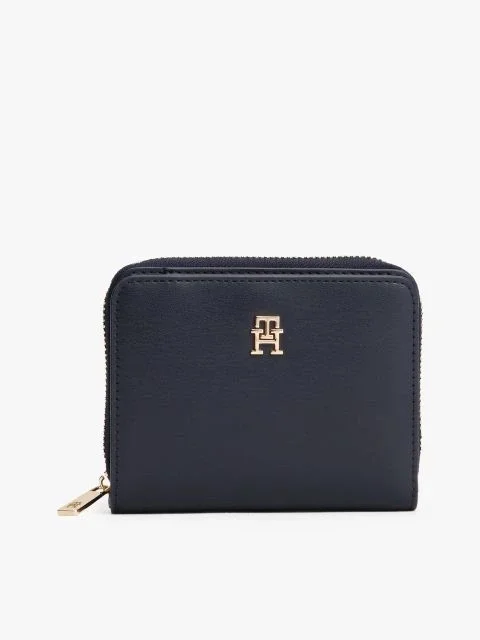 Tommy Hilfiger TH Icon Orta Boy Fermuarlı Kapaklı Kadın Mavi Cüzdan AW0AW17742DW6