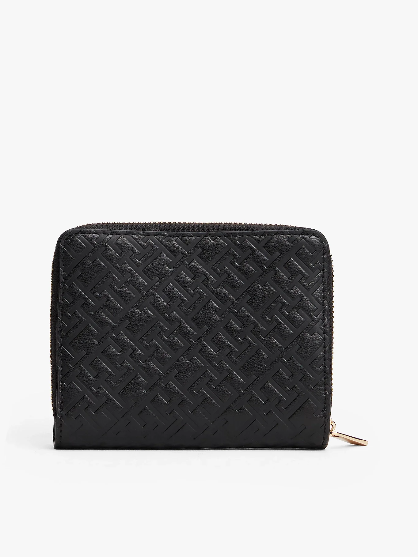 Tommy Hilfiger TH Icon Orta Boy Fermuarlı Monogram Kapaklı Kadın Siyah Cüzdan AW0AW17743BDS