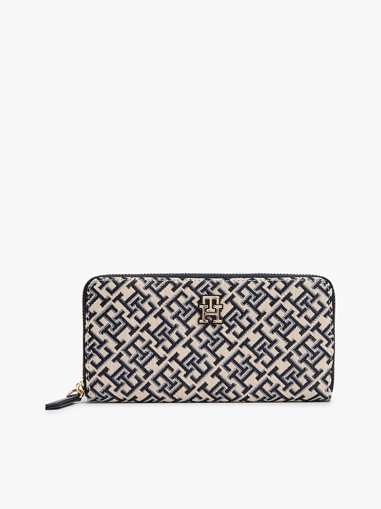 Tommy Hilfiger TH JACQUARD LRG ZA Kadın Mavi Cüzdan AW0AW17478DW6