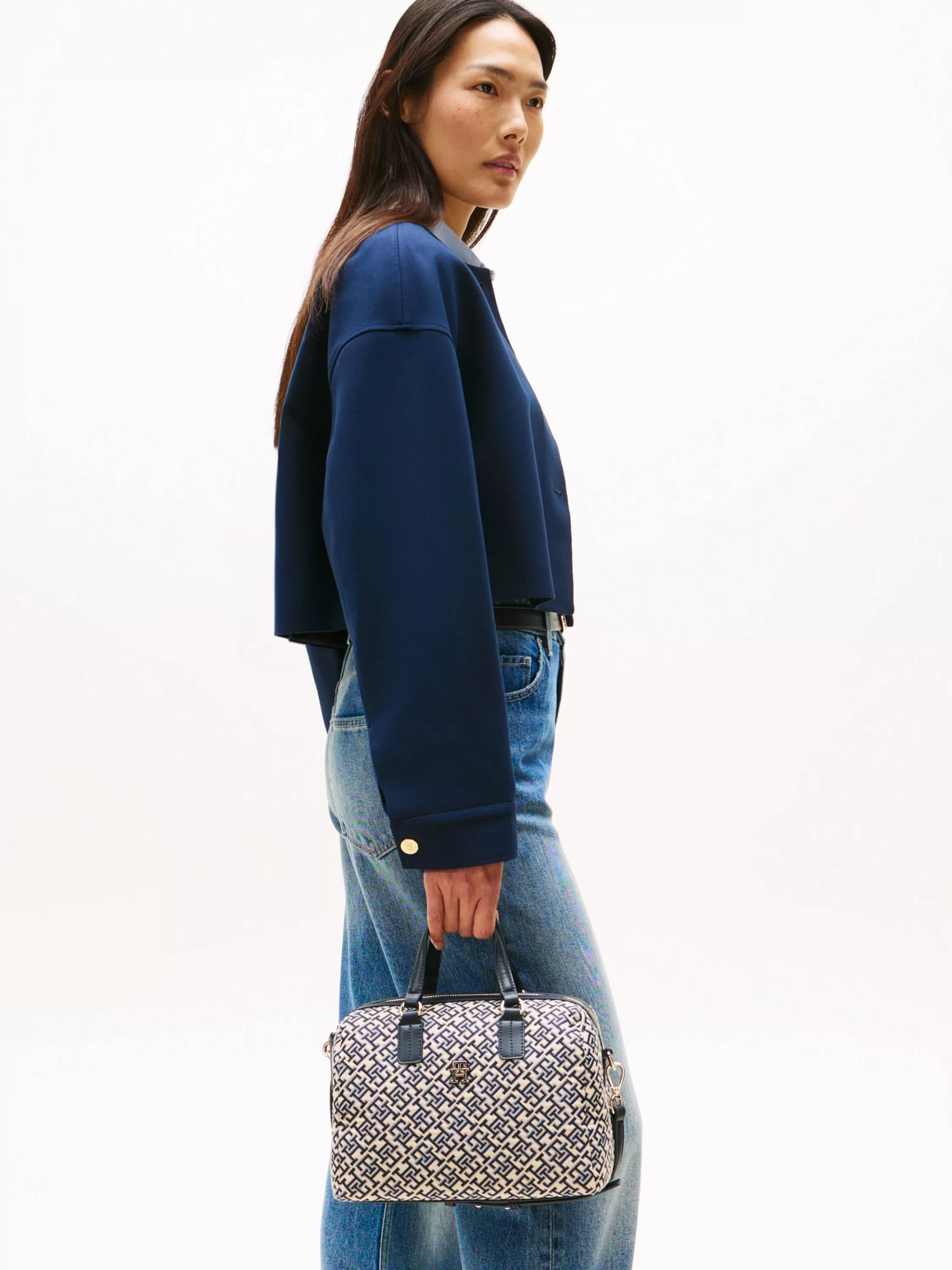 Tommy Hilfiger TH JACQUARD MED DUFFLE Kadın Mavi Çanta AW0AW17633DW6