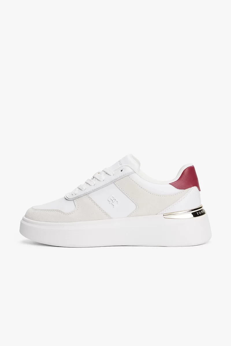 Tommy Hilfiger TH Moda Kort Tarzı Karışık Materyal Kadın   Beyaz Sneaker FW0FW08632YBS