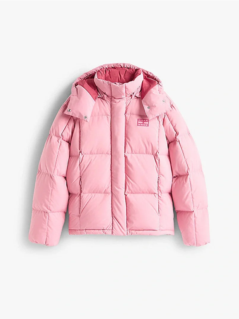 Tommy Hilfiger TJW Alaska Grid Kısa Kuş Tüyü Kadın Pembe Ceket DW0DW21624THC