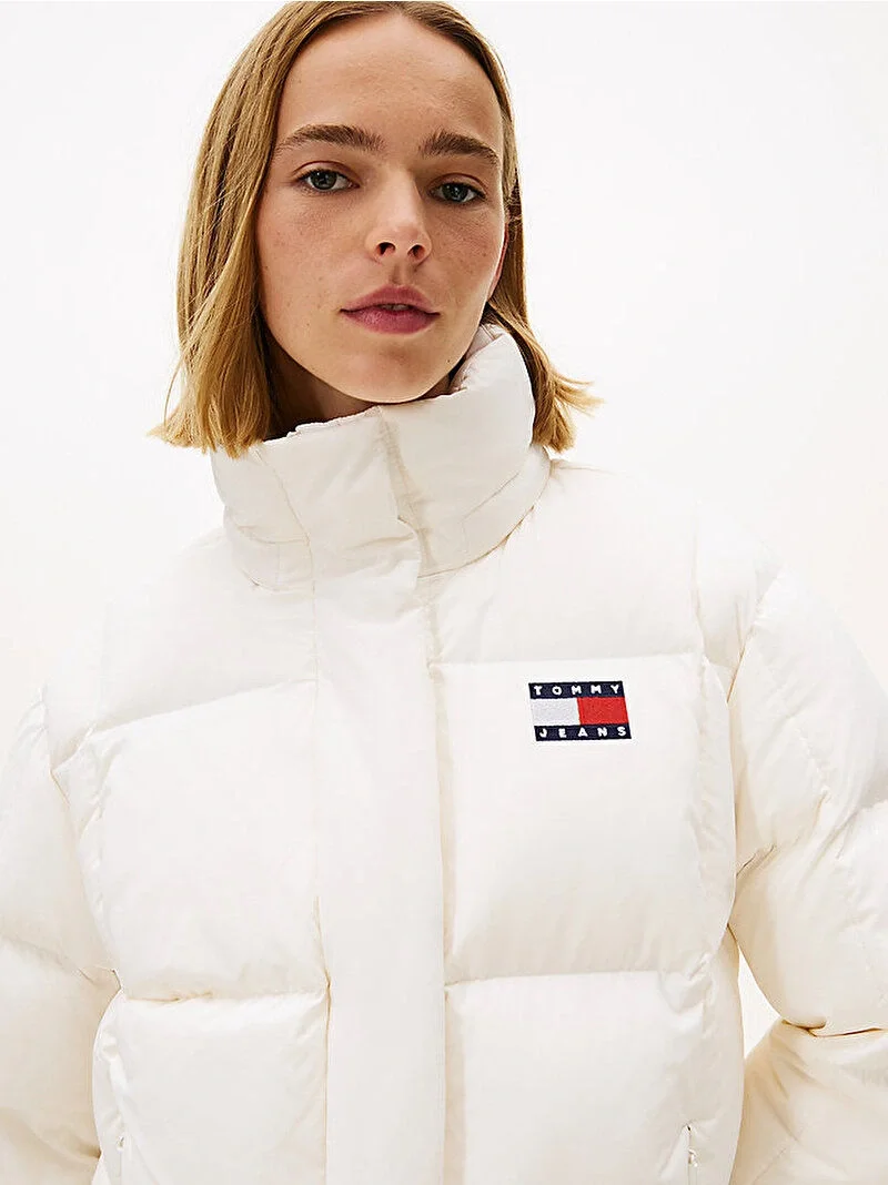 Tommy Hilfiger TJW Alaska Grid Kuş Tüyü Kadın Beyaz Ceket DW0DW21623YBH