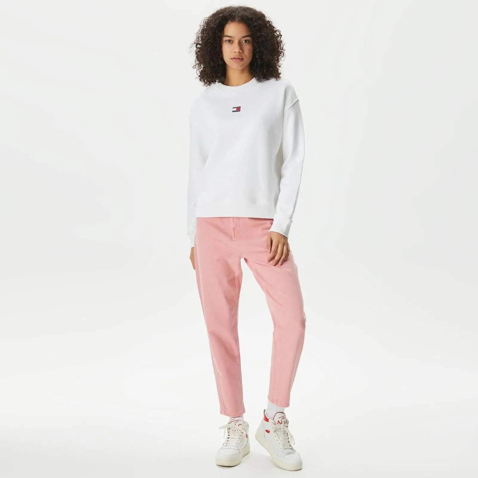Tommy Hilfiger TJW Armalı Kutu Kesim Bisiklet Yaka Kadın Beyaz Kazak DW0DW17325YBH
