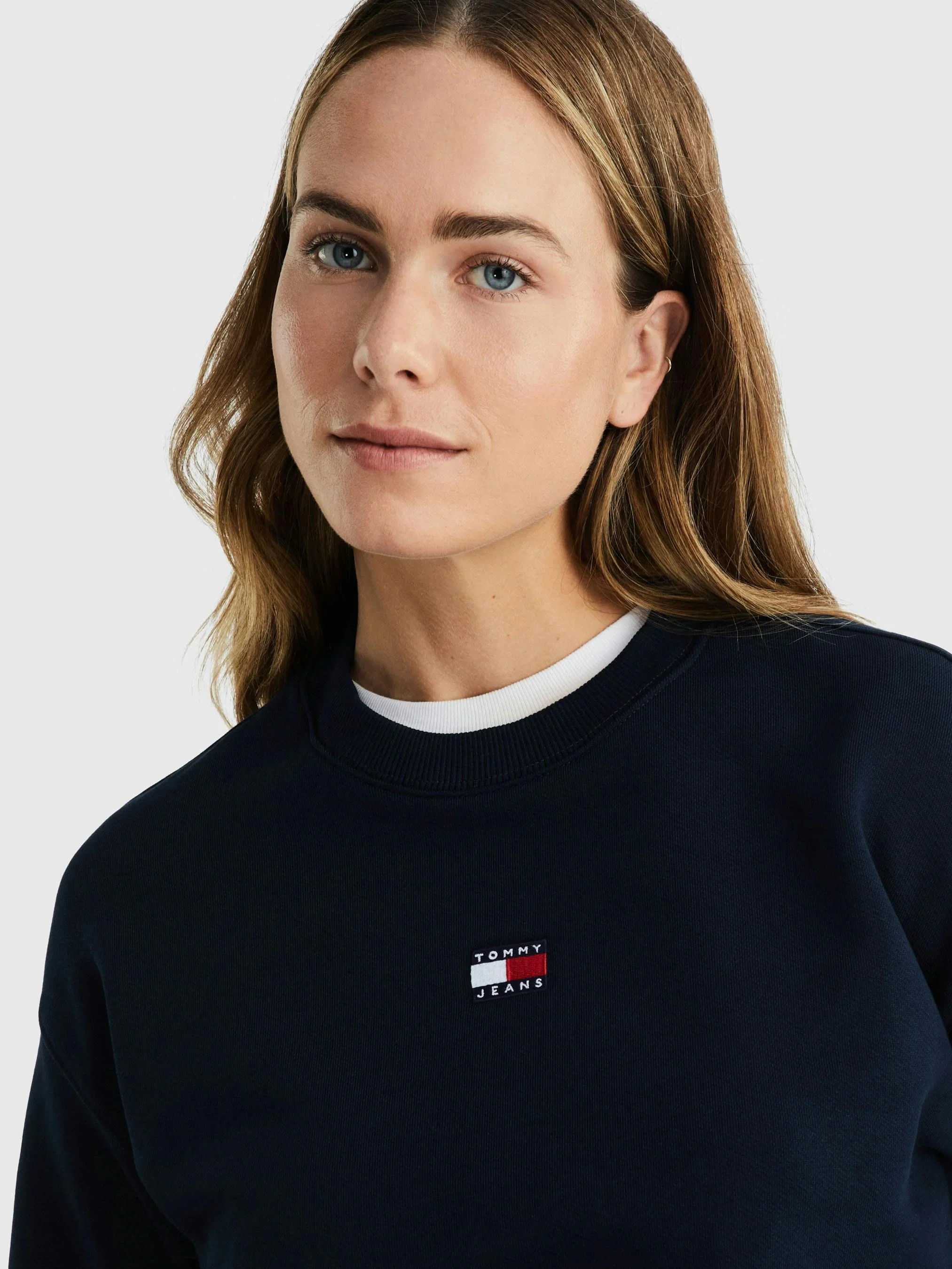 Tommy Hilfiger TJW Armalı Kutu Kesim Bisiklet Yaka Kadın Mavi Kazak DW0DW17325C1G