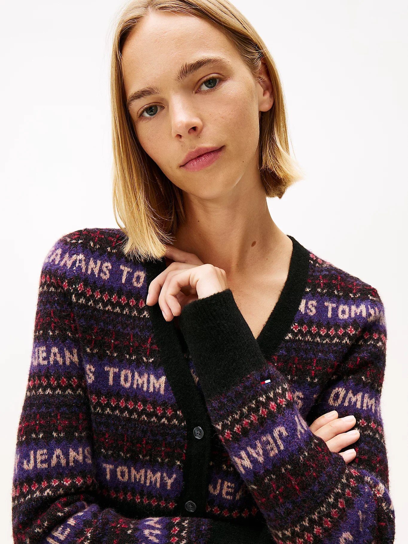Tommy Hilfiger TJW Fairisle Desenli Kadın Siyah Kazak DW0DW21691BDS