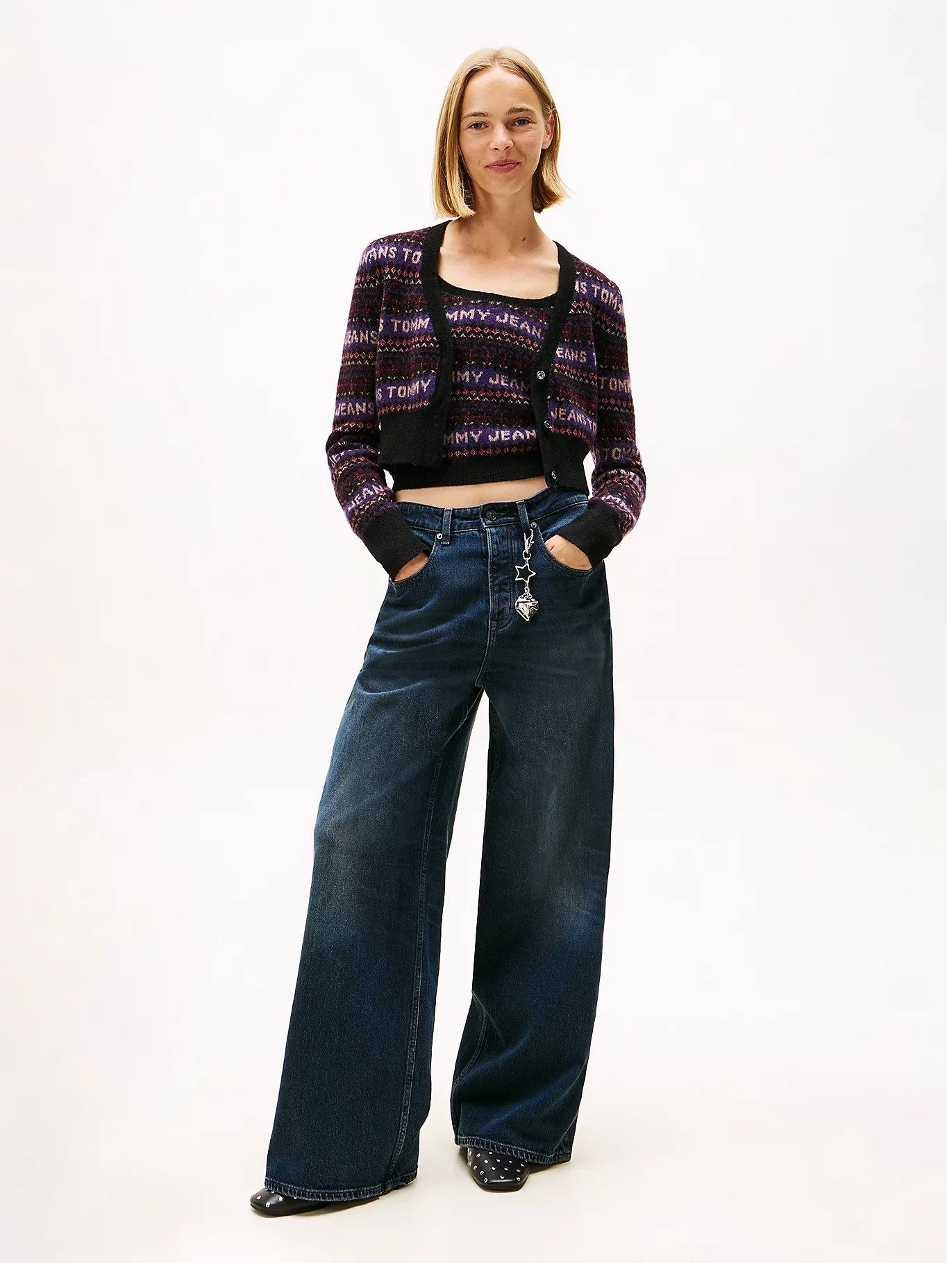 Tommy Hilfiger TJW Fairisle Desenli Kadın Siyah Kazak DW0DW21691BDS