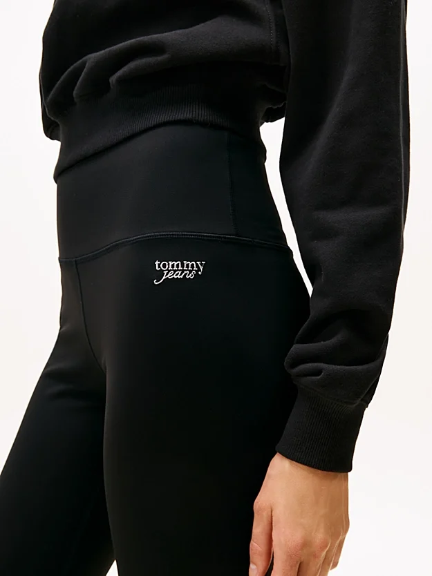 Tommy Hilfiger TJW Gümüş Rengi Yazı Baskılı Kadın Siyah Çorap DW0DW21830BDS