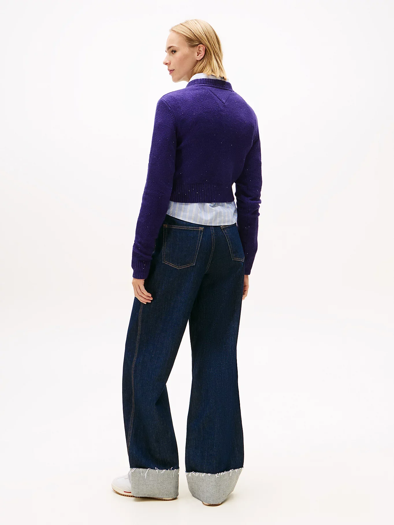 Tommy Hilfiger TJW Işıltılı Bayrak Desenli Kadın Mor Kazak DW0DW21690VLY