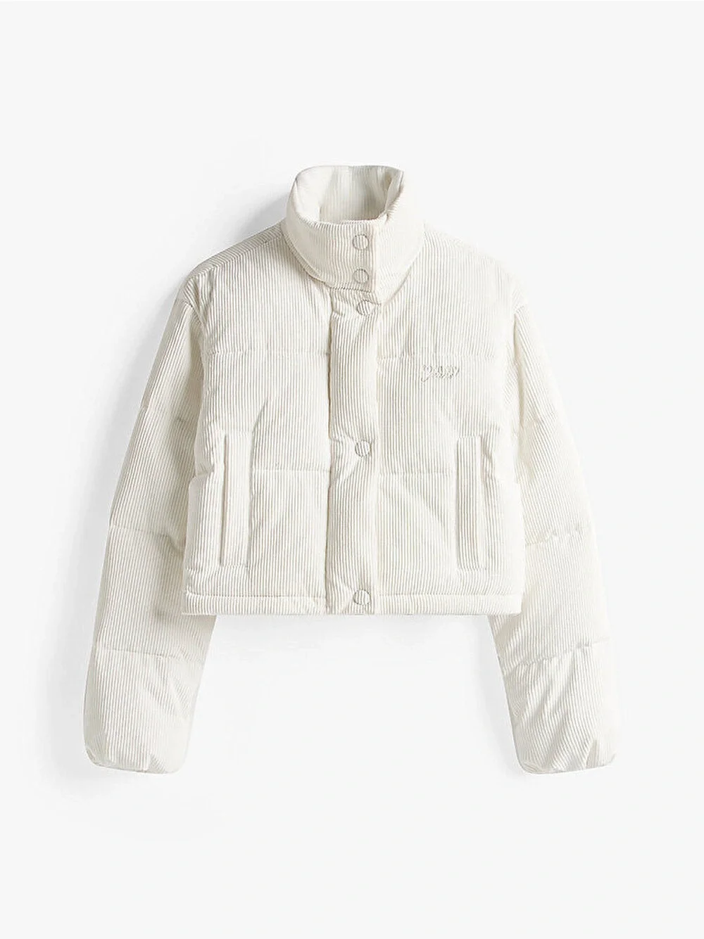 Tommy Hilfiger TJW Kadife Şişme Kadın Beyaz Ceket DW0DW21658YBH