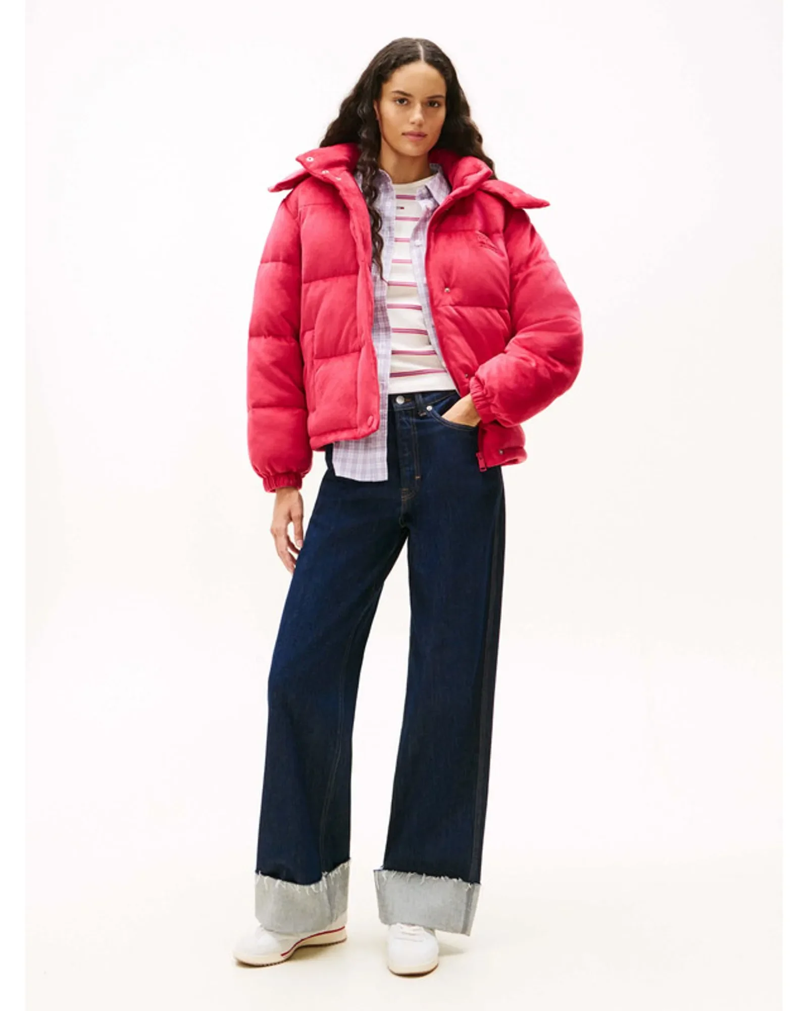 Tommy Hilfiger TJW Kapitone Kadife Şişme Kadın Kırmızı Ceket DW0DW21668XJP