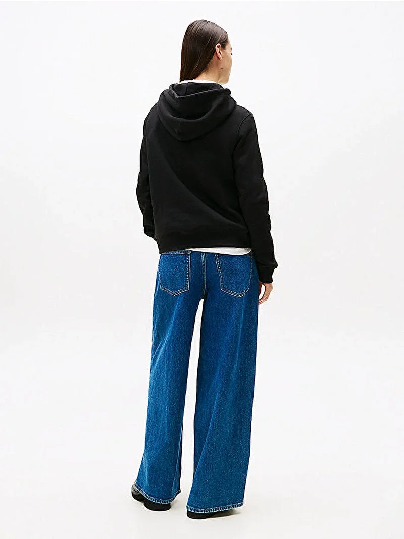 Tommy Hilfiger TJW Normal Kesim Linear Kapüşonlu Kadın Siyah Kazak DW0DW21963BDS