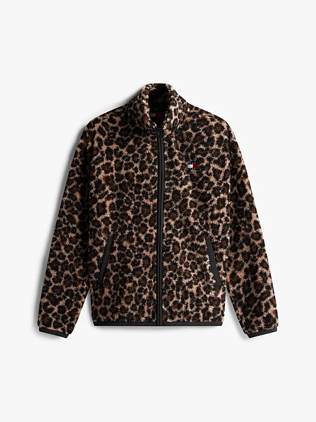 Tommy Hilfiger TJW Tam Fermuarlı Armalı Kürk Dokulu Kadın Kahverengi Sweatshirt DW0DW215960HD