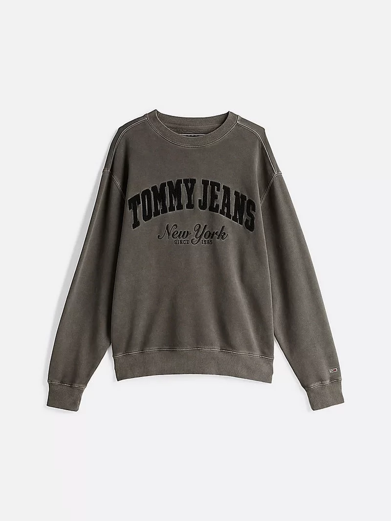 Tommy Jeans TJM RLX VINTAGE VARSITY CREW Erkek GRİ Sweatshirt DM0DM20262BDS