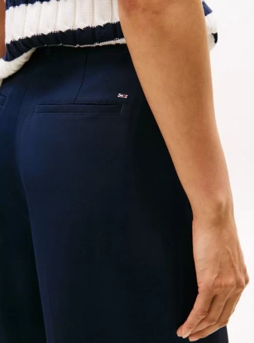 Tommy Hilfiger Viskon Twill Rahat Kesim Düz Paça Kadın Pantolon WW0WW46749C1G