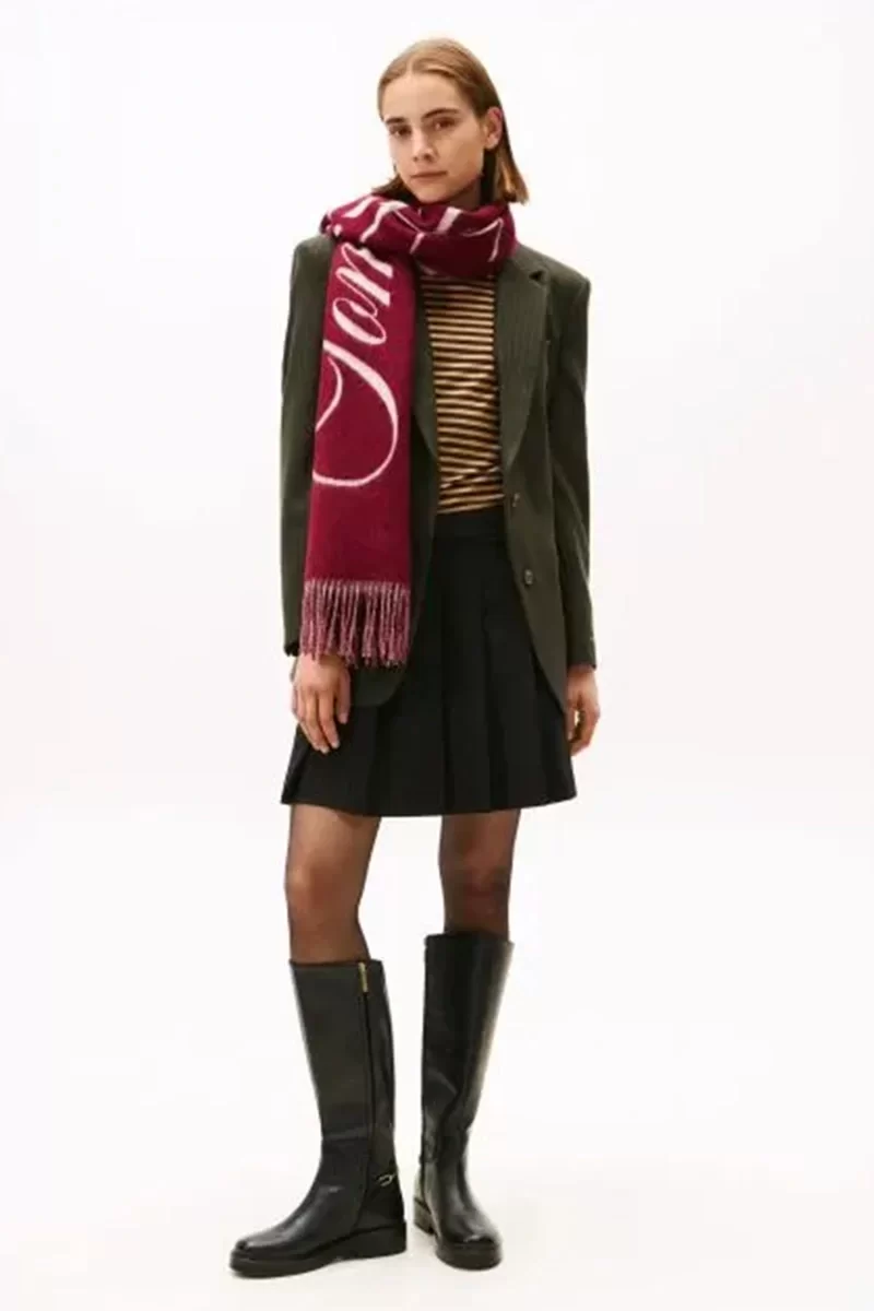 Tommy Hilfiger Zamansız Yün Pileli Mini Kadın Siyah  Etek WW0WW48354BDS