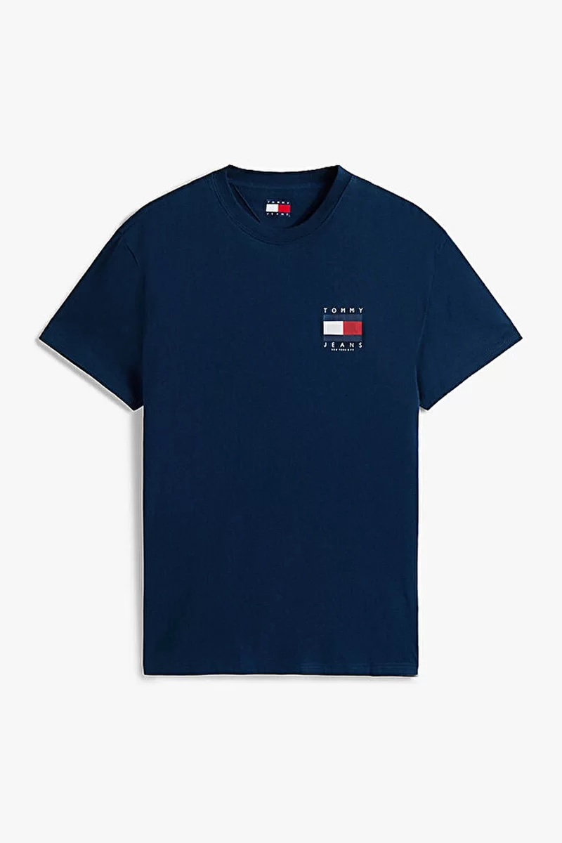 Tommy Jeans Erkek Sırtı Bayrak Baskılı Mavi T-shirt DM0DM21910C1G