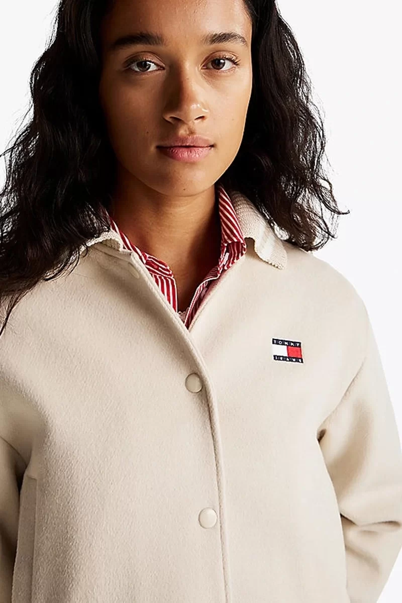 Tommy Jeans TJW CRP LW WOOL VARSITY JACKET Kadın bej Ceket DW0DW20165ACG