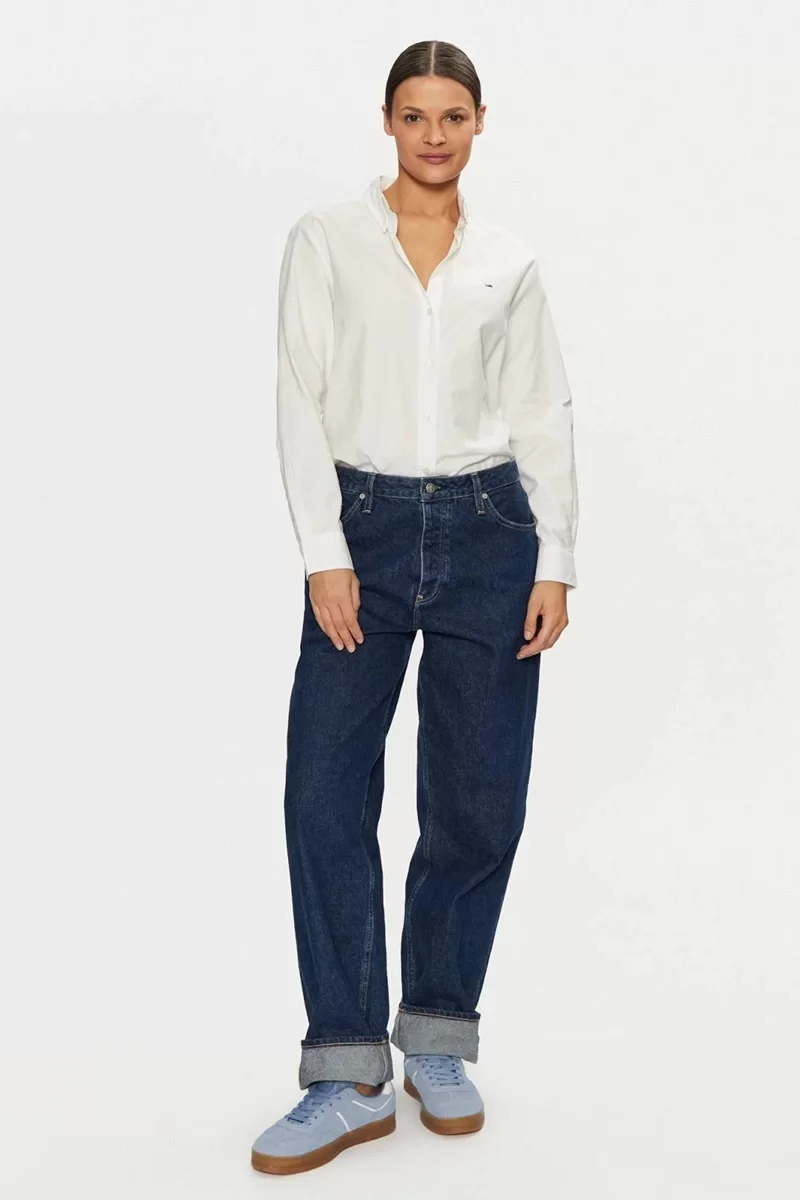 Tommy Jeans TJW REG OXFORD SHIRT Kadın beyaz Gömlek DW0DW19890YBL