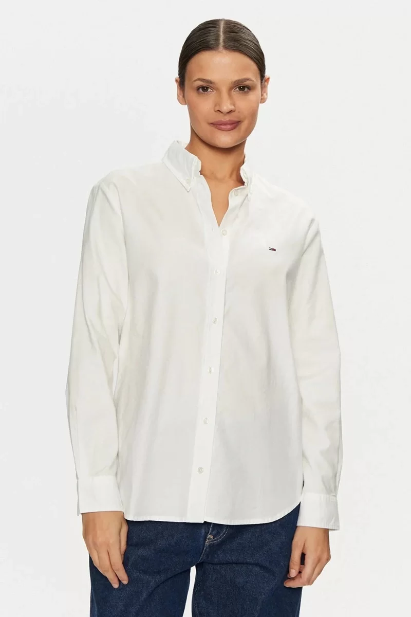 Tommy Jeans TJW REG OXFORD SHIRT Kadın beyaz Gömlek DW0DW19890YBL