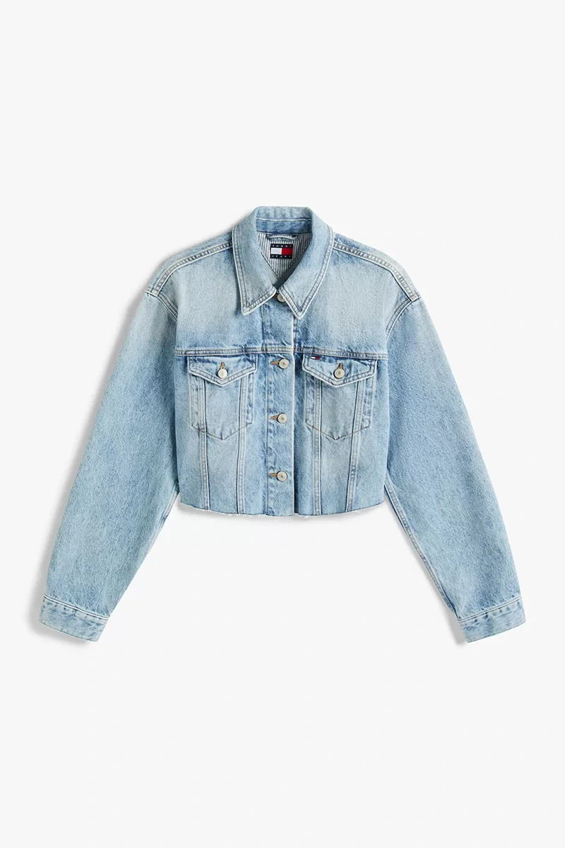Tommy Jeans Kadın İkonik Şeritli Kısa Jean Mavi Ceket DW0DW210631A5