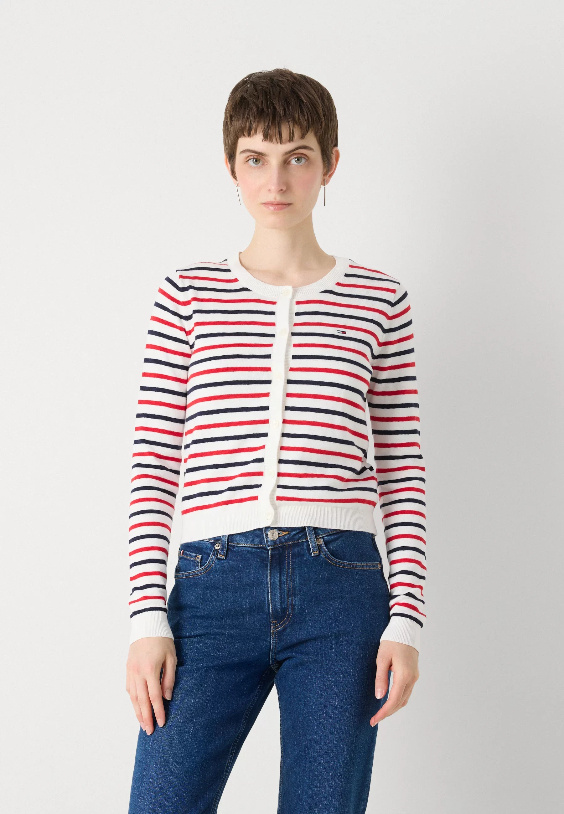 Tommy Jeans Kadın Klasik Bisiklet Yaka Beyaz Kazak DW0DW209760FG