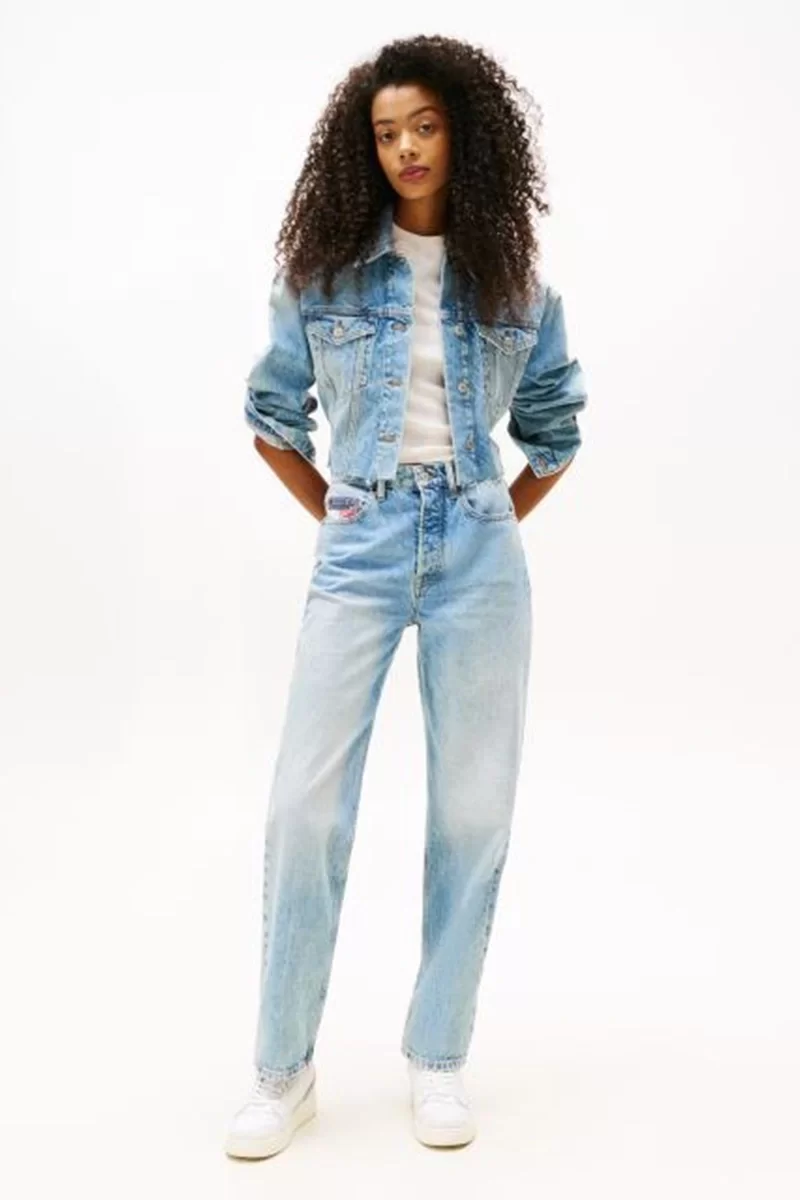 Tommy Jeans Kadın Layla Yüksek Bel Dar Paça İkonik Şeritli Mavi Jeans DW0DW204981A5