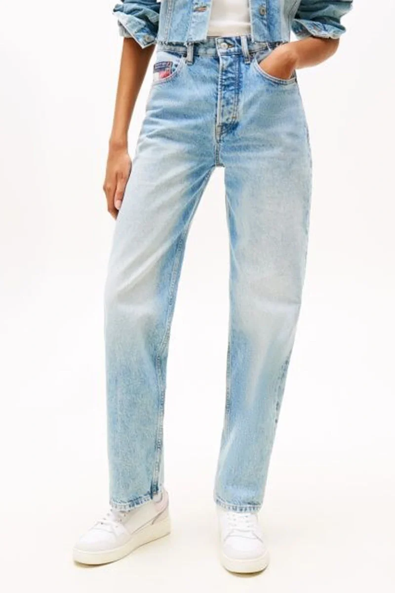 Tommy Jeans Kadın Layla Yüksek Bel Dar Paça İkonik Şeritli Mavi Jeans DW0DW204981A5