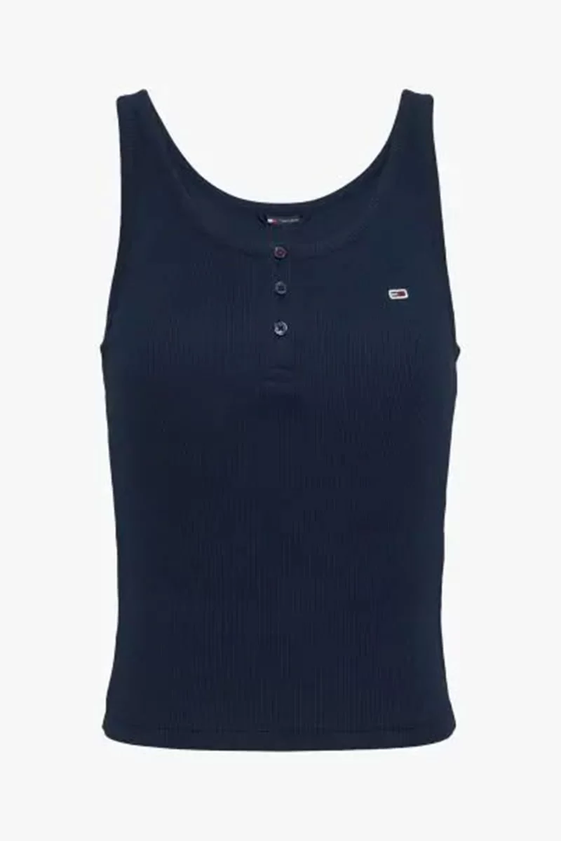 Tommy Jeans TJW SLIM BUTTON TANK Kadın lacivert Atlet DW0DW19492C1G