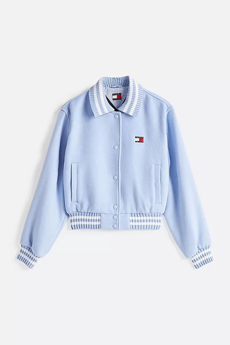 Tommy Jeans TJW CRP LW WOOL VARSITY JACKET Kadın mavi Ceket DW0DW20165C3Q
