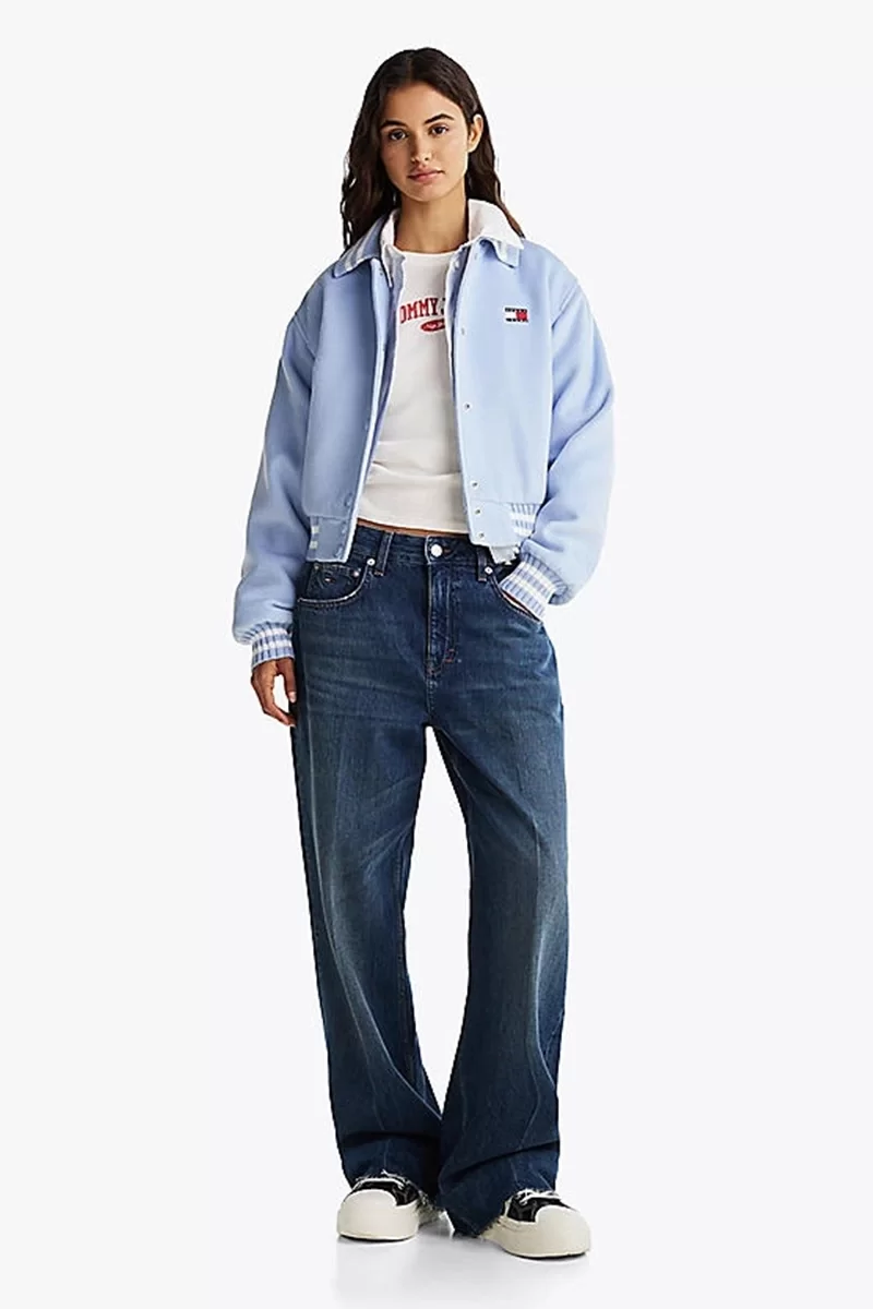 Tommy Jeans TJW CRP LW WOOL VARSITY JACKET Kadın mavi Ceket DW0DW20165C3Q