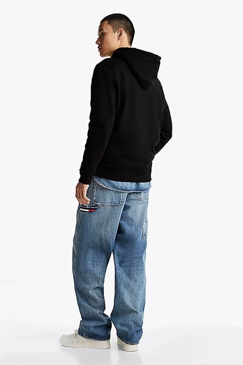 Tommy Jeans TJM REG DNA FLAG TWIST HOOD EXT Erkek siyah Sweatshirt DM0DM21100BDS