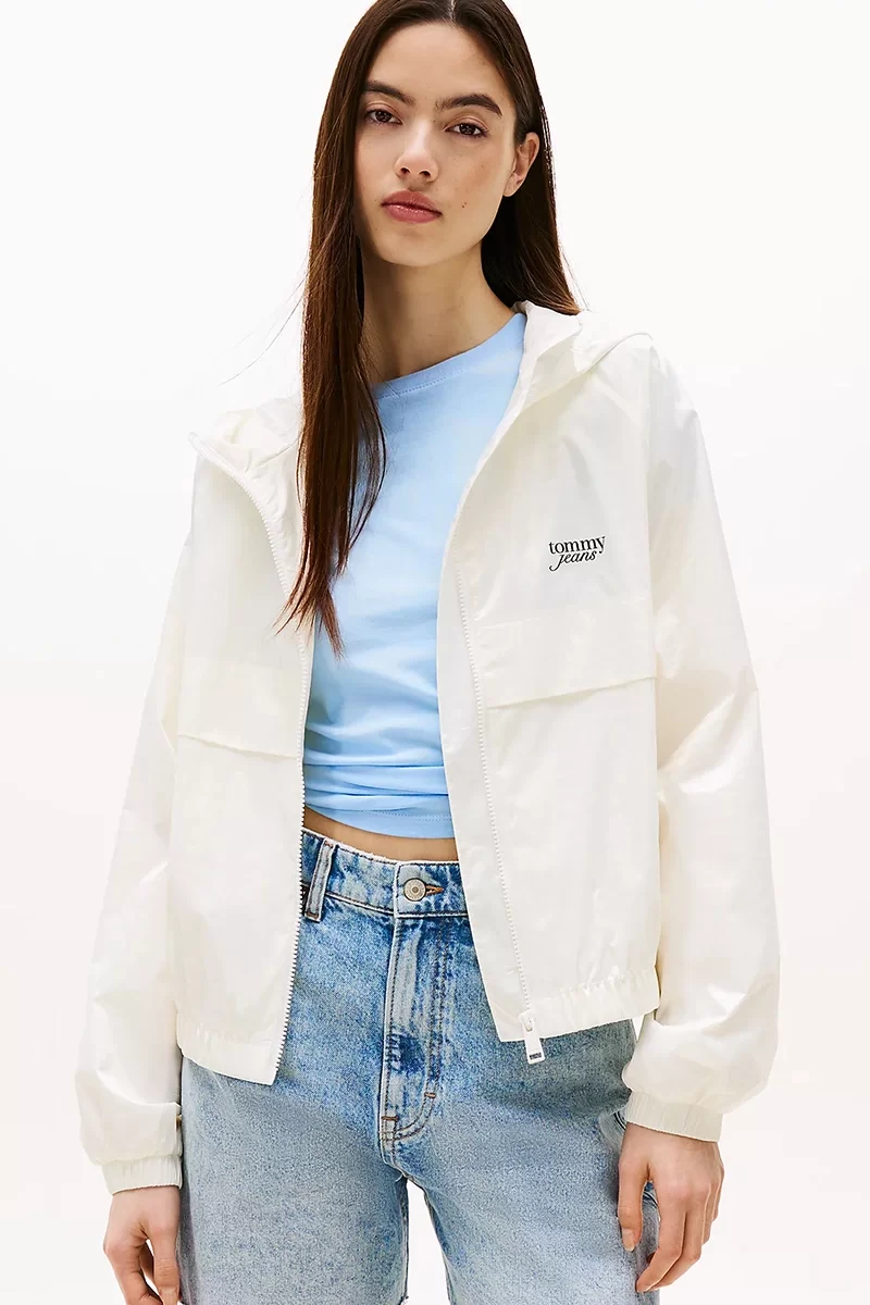 Tommy Jeans Script Kadın Beyaz Yağmurluk DW0DW20952YBL