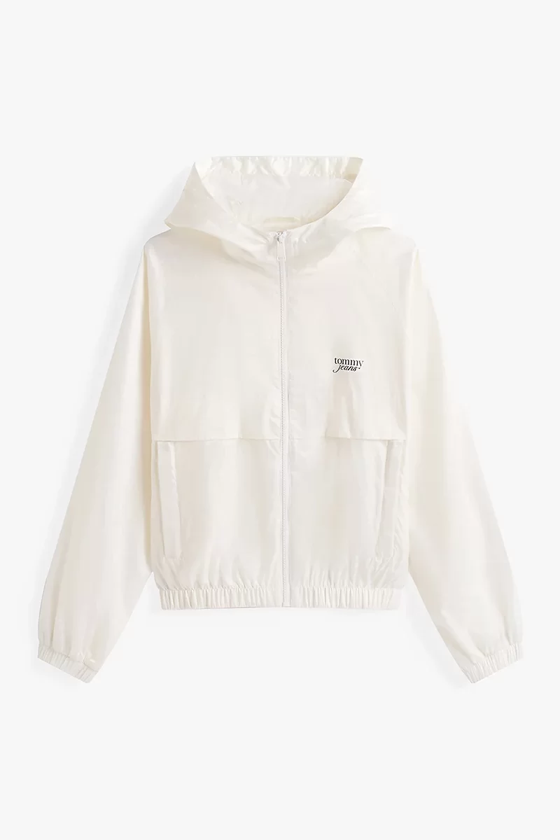 Tommy Jeans Script Kadın Beyaz Yağmurluk DW0DW20952YBL