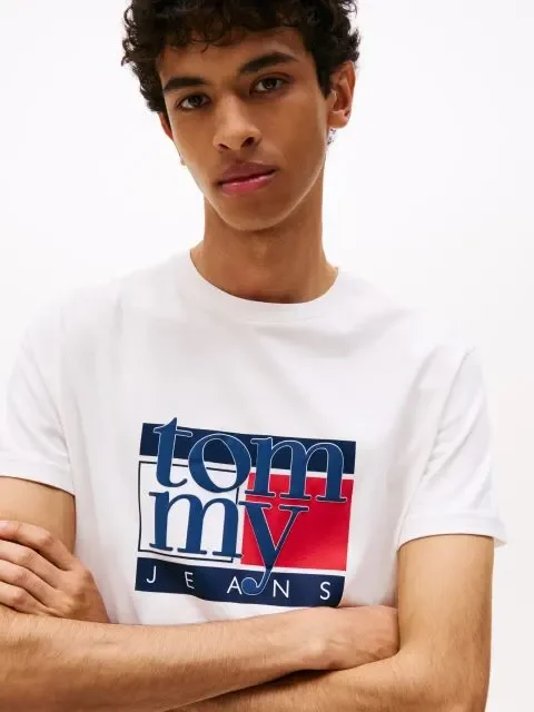 Tommy Jeans TJM Slim RWB Bayrak Desenli Erkek T-shirt DM0DM21977YBH